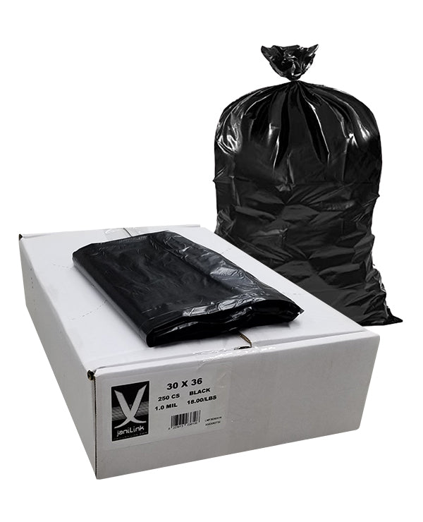 30 X 36 Trash Bags 1.0 MIL 250/Case Black
