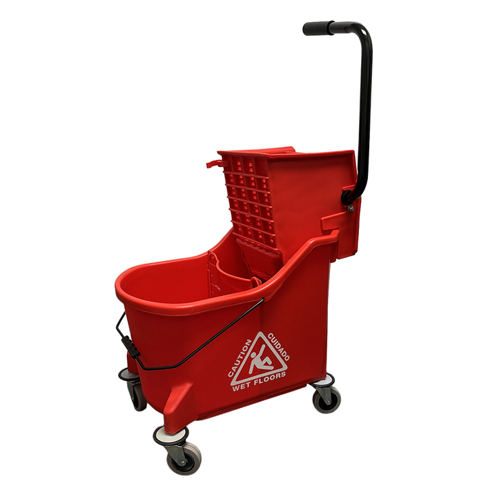 35QT / 33L Mop Bucket Red w/ Sidepress Wringer