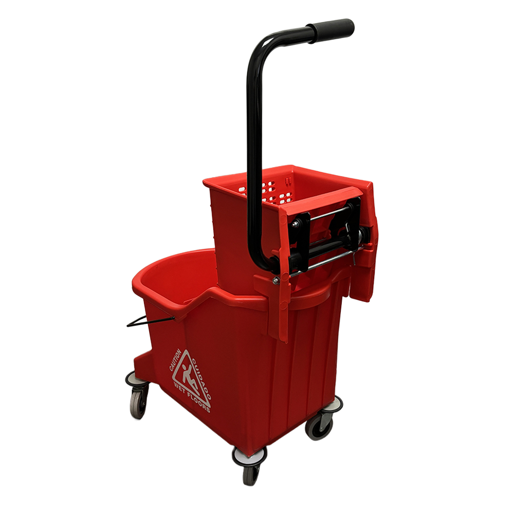 35QT / 33L Mop Bucket Red w/ Sidepress Wringer