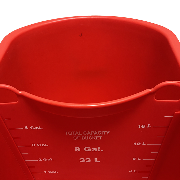 35QT / 33L Mop Bucket Red w/ Sidepress Wringer