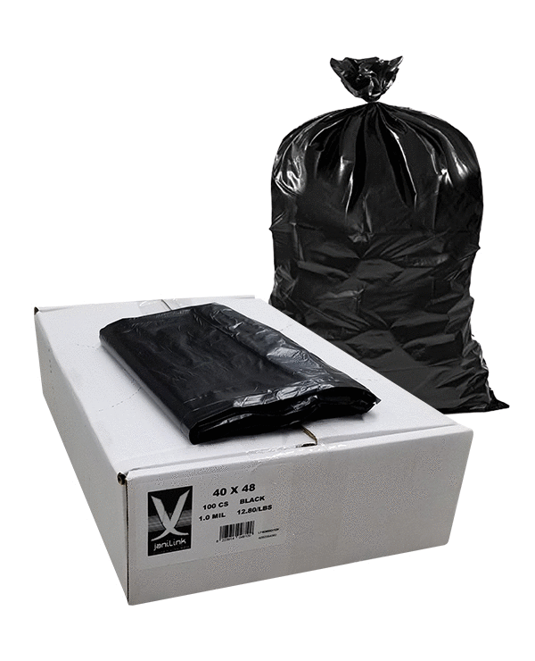 40 X 48 Trash Bags 1.0 MIL 100/Case Black