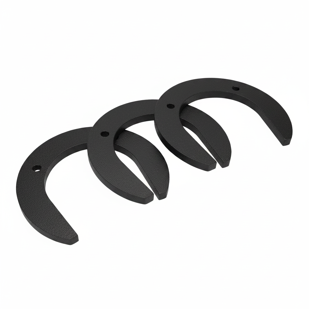Three black horseshoes on a light blue background