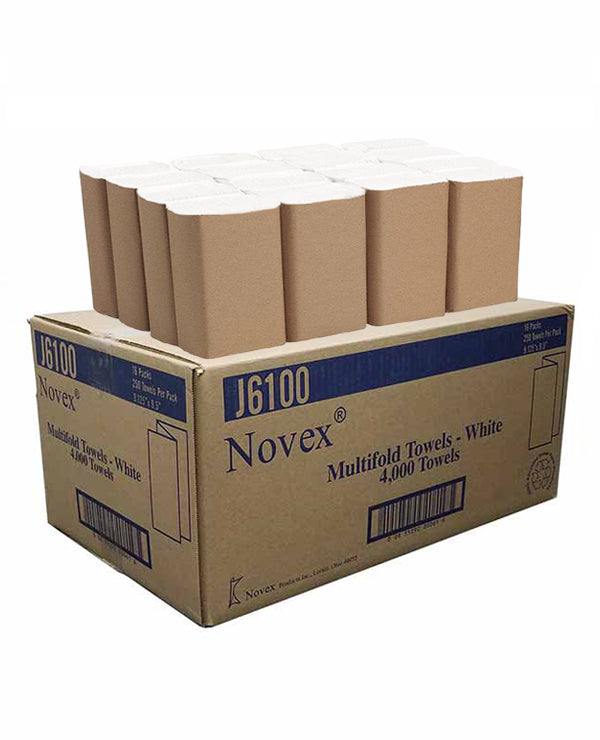 M/F Novex J6100 Multifold Hand Towels White, 16pks/case, 250pcs per pk