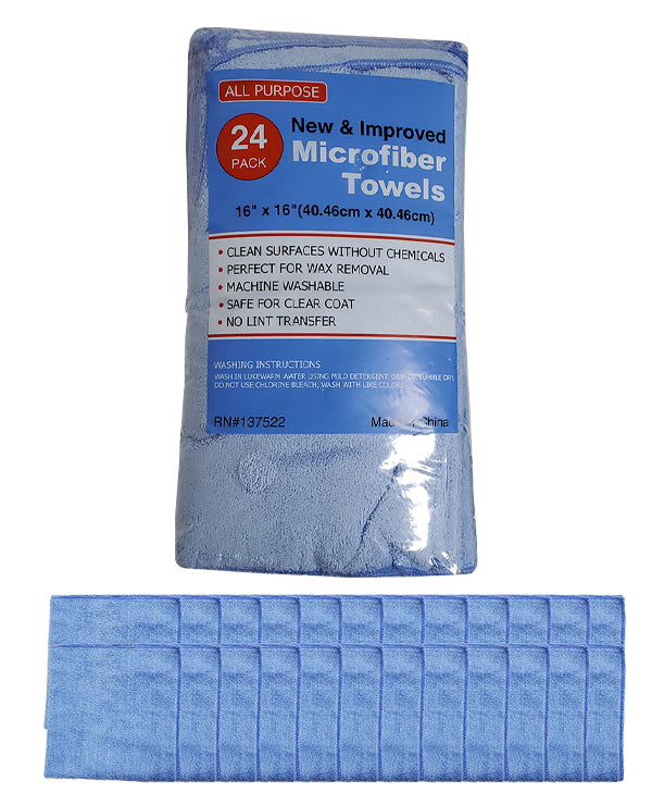 Microfiber Towels 16″ X 16″ 24/Pack (Various colors)