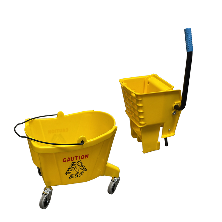34QT / 32L Mop Bucket Yellow w/ Side Press Wringer