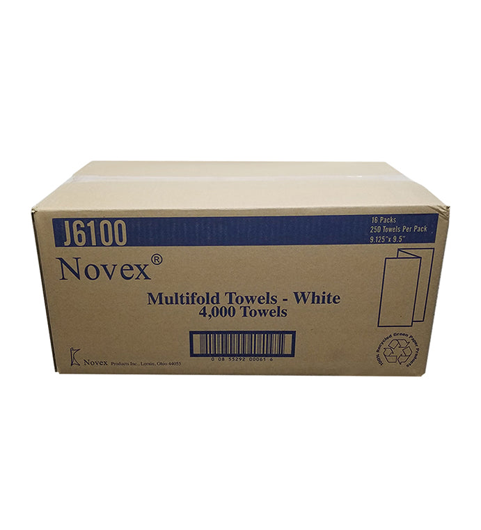 M/F Novex J6100 Multifold Hand Towels White, 16pks/case, 250pcs per pk