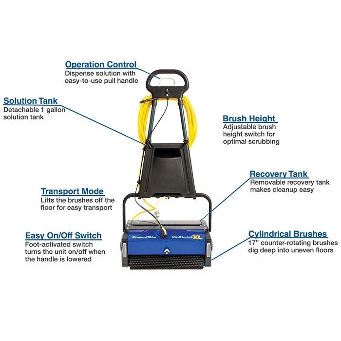 Powr-Flite Multiwash XL Scrubber Brush Drive 18"