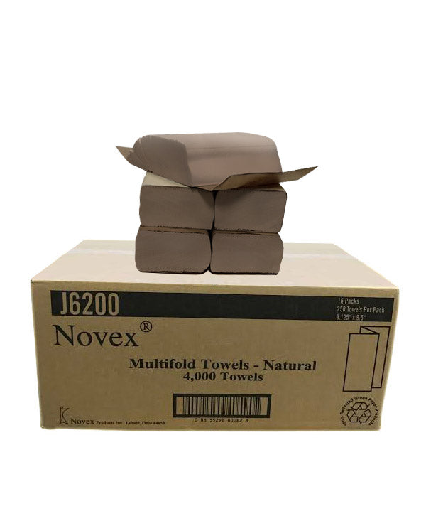 M/F Novex J6200 Multifold Hand Towels Natural 16Pks/Case, 250Pcs per Pk