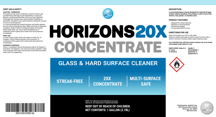 Horizons 20X Concentrated Glass & Hard Surface Cleaner
